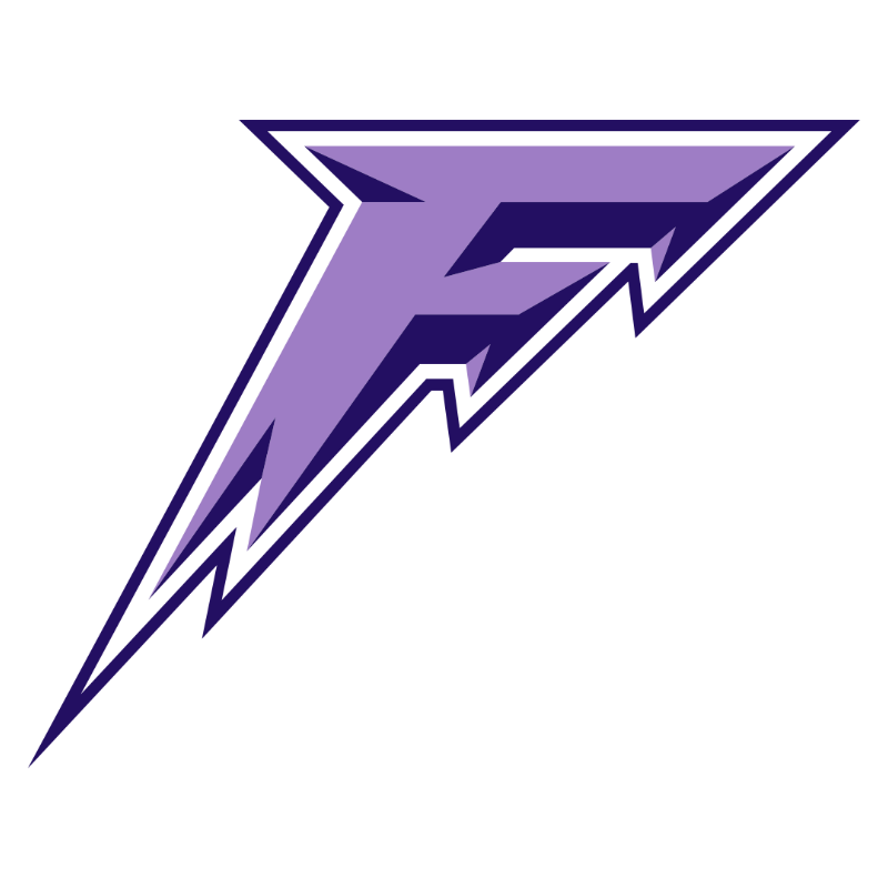 A letter F in two tone purple, stylized as an icicle